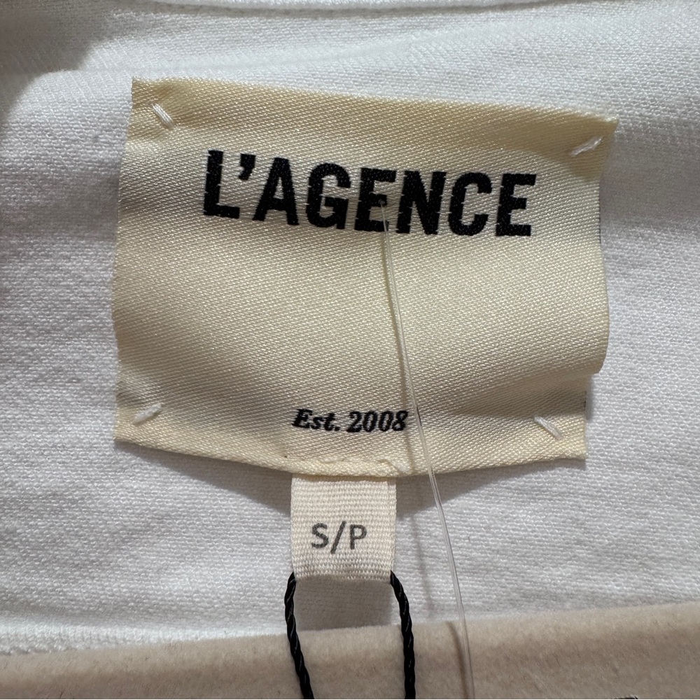 NWT L'Agence Janelle Cropped Slim-Fit Jean Jacket Casual Denim Blanc White Sz S - Picture 5 of 16
